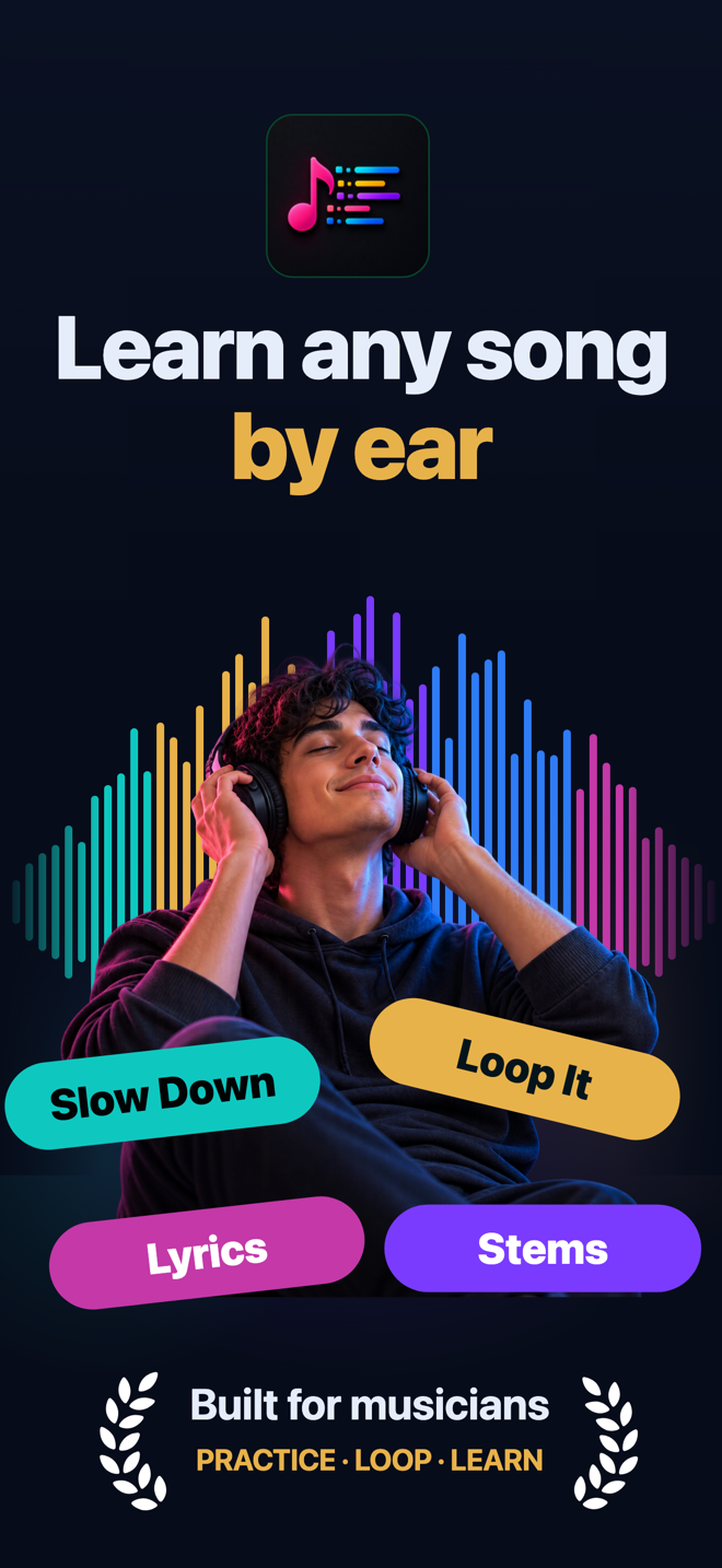 Song Practice app: learn any song by ear with Slow Down, Loop It, Lyrics and Stems